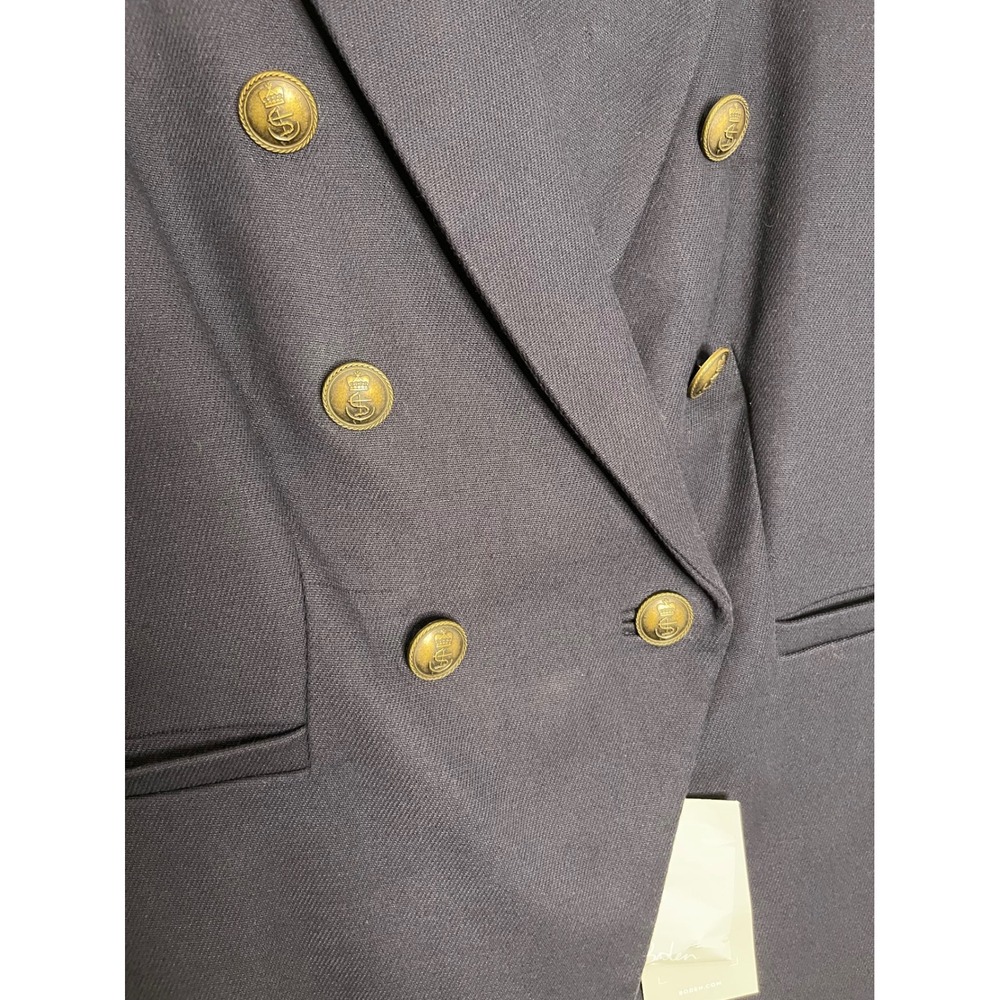 Boden Women's Size 10 Navy Blue Double Breasted Crest Button Blazer NWT - Picture 4 of 12